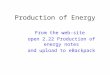 Production of Energy From the web-site open 2.22 Production of energy notes and upload to eBackpack