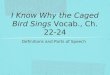 I Know Why the Caged Bird Sings Vocab., Ch. 22-24 Definitions and Parts of Speech