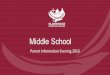 Middle School Parent Information Evening 2016. Program this Evening General Info Session Year Level Sessions Meet the PC teacher Welcome! Tonight our