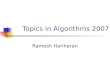 Topics in Algorithms 2007 Ramesh Hariharan. Support Vector Machines
