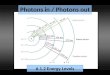 6.1.2 Energy Levels Photons in / Photons out. Ionization IONIZATION ENERGIES Energy needed to liberate electron from that level. GROUND STATE Lowest possible