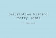 Descriptive Writing Poetry Terms 1 st Period. Alliteration