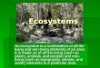 Ecosystems An ecosystem is a combination of all the living and non-living elements of an area. It is…