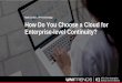 How to Choose the Right Cloud for Continuity