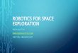 Nasa Datanauts Water Cooler Chat: Robotics for Space Exploration