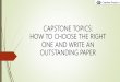 Capstone Topics: How to Choose the Right One and Write an Outstanding Paper