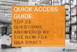 Quick Sccess Guide: Top 25 Questions Answered by the New FDA Q&A Draft