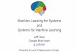 Systems for Machine Learning and Machine Learning for …learningsys.org/nips17/assets/slides/dean-nips17.pdf · Machine Learning for Systems and Systems for Machine Learning Jeff