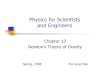 Physics for Scientists and Engineersphysics.umd.edu/courses/Phys161/Paik/P161_13_Paik.pdf · Spring, 2008 Ho Jung Paik Physics for Scientists and Engineers Chapter 13 Newton’s Theory