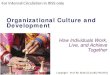 Chapter 16 Organizational Culture and Development · PDF fileWhat is organizational culture? • Organizational culture – The system of shared actions, values, and beliefs that develops