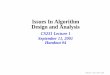 Issues In Algorithm Design and Analysis - Wellesley Collegecs.wellesley.edu/~cs231/fall01/issues.pdf · Issues In Algorithm Design and Analysis CS231 Lecture 1 September 11, 2001