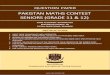 pakistan MATHS contest Seniors (Grade 11 & 12)catscontests.org/.../12/Pakistan-Maths-Contest-Seniors-Grade-11-12.pdf · SENIORS (GRADE 11 & 12) 1. ... Q8. A music student is cataloguing