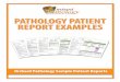 PATHOLOGY PATIENT REPORT  · PDF filePATHOLOGY PATIENT REPORT EXAMPLES. Robert Bush, MD 701 Congressional Blvd. Phone: (800) 555-1234 ... Anytown USA, 12345 Phone: (123) 555-4321