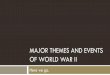 Major Themes and Events of World War II - · PDF fileEarly Stages: Europe and North Africa I. Early Stages of the War in Europe and North Africa (September 1939 – mid 1942) A. German