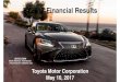 FY2017 Financial Results -  · PDF fileFY2017 Financial Results Toyota Motor Corporation ... Model Mix +195.0 Labor Costs -80.0 ... Decreased mainly as increased marketing and