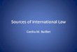 Sources of International Law - of International Law â€¢1. Treaties and conventions- Nuclear Test Ban Treaty â€¢2. International Custom- prohibition of crimes against humanity