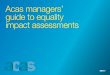 Acas managers’ guide to equality impact · PDF fileAcas managers’ guide to equality impact assessments. CONTENTS. A ll our policies and practices are at the heart of Equality Impact