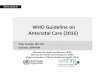 WHO Antenatal Care Guidelines · PDF file · 2017-12-04Abalos E, Chamillard M, Diaz V, Tuncalp Ӧ, Gülmezoglu AM. Antenatal care for healthy pregnant women: ... (SFH) measurement
