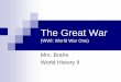 The Great War - hasd.org Great War.pdf · The Great War (WWI: World War One) Mrs. Brahe World History II. Objectives ... Nationalism Imperialism Militarism Alliances How did these