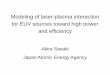 Modeling of laser-plasma interaction for EUV … of laser-plasma interaction for EUV sources toward high power and efficiency Akira Sasaki Japan Atomic Energy AgencyIntroduction •
