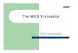 The MOS Transistor - · PDF fileMOS Transistor –saturated Gate Silicon Substrate Field Source Oxide Drain Field Oxide gate terminal = Vg > Vt drain terminal Vd > Vgs-Vt source terminal