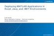 Deploying MATLAB Applications in Excel, Java, and .NET ... · PDF fileDeployment with MATLAB Builders . 16 MATLAB Compiler