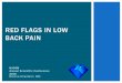 RED FLAGS IN LOW BACK PAIN - Northwest Association of ... · PDF fileRED FLAGS IN LOW BACK PAIN . ... RED FLAGS CONTINUED Where? When? What? How? Clues HISTORY Back: posture, Appearance: