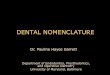 DENTAL NOMENCLATURE - University of Maryland, …dentalweb.umaryland.edu/epod/foun511/new_dao_flash_prog/lecture1/... · The Shark is an example of an animal with polyphyodont teeth
