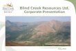 Blind Creek Resources Ltd. Corporate · PDF fileBlind Creek Resources Ltd. Corporate Presentation Blende Zn-Pb-Ag Deposit, ... •Recent advances in oxide Zn and Pb recovery ... •2006