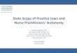 State Scope of Practice Laws and Nurse Practitioners’ · PDF file · 2016-07-06State Scope of Practice Laws and . Nurse Practitioners’ Autonomy . Jeongyoung Park, PhD. Erin Athey,