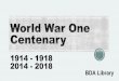PowerPoint Presentation · PDF file · 2016-05-25our Glimpses of BDA Past site   #WW1. World War One Centenary 1918 2014 2018 BDA Library 