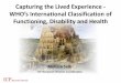 Capturing the Lived Experience - WHO’s International ... · PDF fileKostanjsek N. Use of The International Classification of Functioning, Disability and Health ... ‘ diagnosis