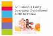 Louisiana’s Early Learning Guidelines: Birth to · PDF fileAppendix Relevant Head Start ... Welcome to the 2011 revision of Louisiana’s Early Learning Guidelines: ... • Louisiana's