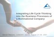 Integrating Life Cycle Thinking into the Business ... · PDF fileIntegrating Life Cycle Thinking into the Business Processes of a Multinational Company ... • Human capital factors