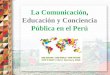 La Comunicación, Educación y Conciencia Pública en el Perú · -Para el proceso de actualización del ENDB incluir. ... Necesidad de la incorporación del sector productivo , 