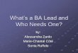 What’s a BA Lead and who needs one? - IIBA Montreal · What’s a BA Lead and Who Needs One? by: Alessandra Zardo ... BABOK Other literature & artefacts. 5 Points of Discussion