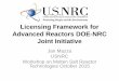 Licensing Framework for Advanced Reactors DOE-NRC …Need for a Licensing Framework for Advanced Reactors ... – Modular High Temperature Gas-cooled Reactors ... Licensing Small Modular