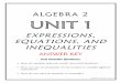 ALG2 Guided Notes - Unit 1 - Expressions, Equations, and Inequalities - ANSWER … · Natural Numbers Counting Numbers 1, 2, 3 ... real world quantities and mathematical phrases using