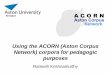 Using the ACORN (Aston Corpus Network) corpora for ...acorn.aston.ac.uk/RK-publications/Valencia1-2008.pdfNetwork) corpora for pedagogic purposes Ramesh Krishnamurthy Corpus-1: Why