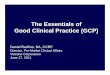 The Essentials of Good Clinical Practice (GCP) Objectives Explain the origin and purpose of Good Clinical Practice (GCP). Describe the International Conference on Harmonization’s