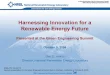 Harnessing Innovation for a Renewable Energy Future ... & Power and Alternity Power Atlantic County Wastewater Treatment Plant, 8 MW solar-wind hybrid, NJ WorldWater & Power and Alternity