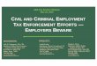 Civil and Criminal Employment Tax Enforcement … AND CRIMINAL EMPLOYMENT TAX ENFORCEMENT EFFORTS — EMPLOYERS BEWARE Josh O. Ungerman, J.D., CPA Meadows, Collier, Reed, Cousins ,