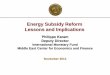 Energy Subsidy Reform Lessons and Implications 2013 - 8 presentations in...Energy Subsidy Reform Lessons and Implications Philippe Karam Deputy Director International Monetary Fund