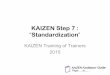KAIZEN Step 7 : Standardization - JICA · KAIZEN Step 7: Standardization. Improvement • Prevent recurrence of the problem • Sustain “improved situation” Standardize effective