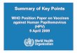 Summary of Key Points - WHO · 1 | Summary of Key Points from WHO Position Paper, HPV Vaccines, April 9, 2009 Summary of Key Points WHO Position Paper on Vaccines against Human Papillomavirus