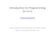 Introduction to Programming (in C++)jordicf/Teaching/programming/pdf/IP15... · Introduction to Programming (in C++) Conclusions Jordi Cortadella, Ricard Gavaldà, Fernando Orejas