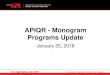 APIQR - Monogram Programs Update - api.org/media/Files/Certification/Monogram-APIQR/0_API... · •API Spec Q1, 1 st ed. ... Implementation Q1 2018 Specs Added to the Monogram Program