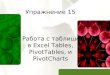 Работа с таблици в Excel Tables, PivotTables, и PivotChartsinformaticsfeba.wikispaces.com/file/view/Uprajnenie-15... ·  · 2011-05-03суми и статистика