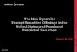 The New Dynamic: Exempt Securities Offerings in the …€¦ · The New Dynamic: Exempt Securities Offerings in the United States and Resales of Restricted Securities ... •Legal