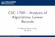 CSC 1700 – Analysis of Algorithms: Lower Bounds€¦ ·  · 2016-12-13CSC 1700 – Analysis of Algorithms: Lower Bounds ... Proving the lower bound • Trivial limits ... • If